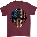 USA Flag Biker Skull Motorcycle Motorbike Mens T-Shirt Cotton Gildan Maroon
