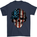 USA Flag Biker Skull Motorcycle Motorbike Mens T-Shirt Cotton Gildan Navy Blue