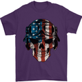 USA Flag Biker Skull Motorcycle Motorbike Mens T-Shirt Cotton Gildan Purple