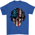 USA Flag Biker Skull Motorcycle Motorbike Mens T-Shirt Cotton Gildan Royal Blue