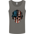 USA Flag Biker Skull Motorcycle Motorbike Mens Vest Tank Top Charcoal