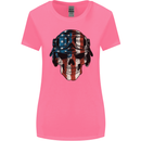 USA Flag Biker Skull Motorcycle Motorbike Womens Wider Cut T-Shirt Azalea