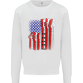 USA Guitar Flag Guitarist Electric Acoustic Kids Sweatshirt Jumper White