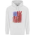 USA Guitar Flag Guitarist Electric Acoustic Mens Hoodie White
