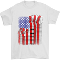 USA Guitar Flag Guitarist Electric Acoustic Mens T-Shirt Cotton Gildan White