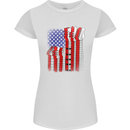USA Guitar Flag Guitarist Electric Acoustic Womens Petite Cut T-Shirt White