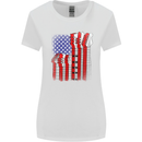 USA Guitar Flag Guitarist Electric Acoustic Womens Wider Cut T-Shirt White