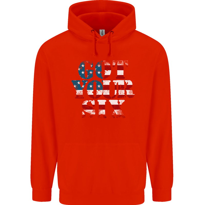 USA I've Got Your Six American Flag Army Childrens Kids Hoodie Bright Red