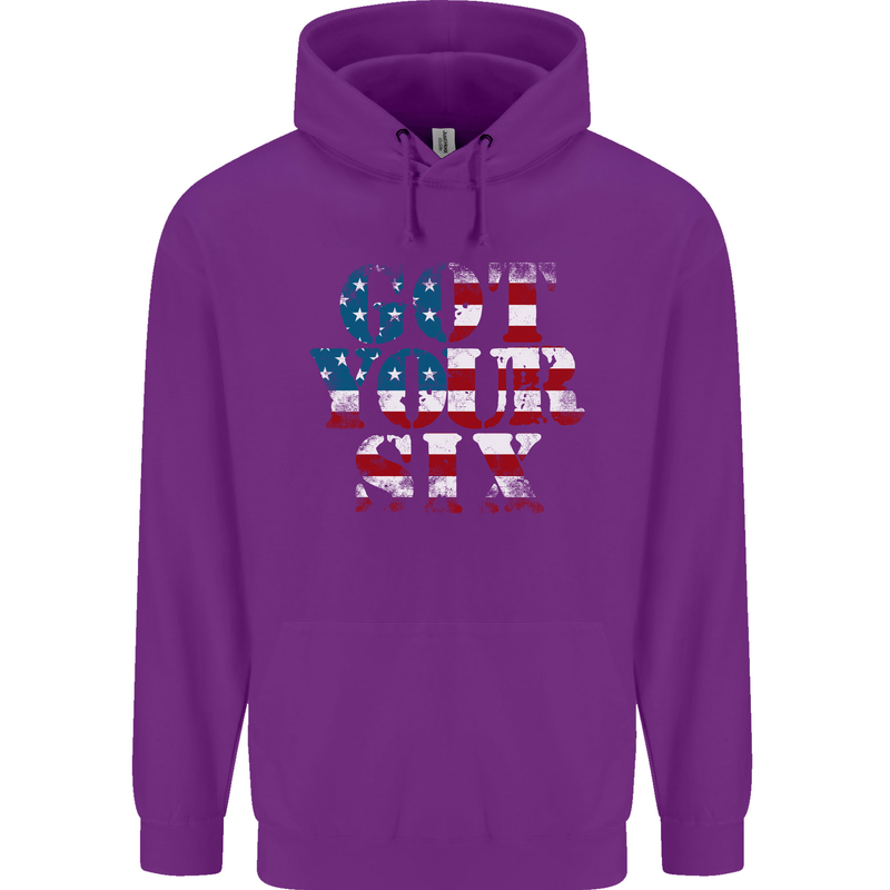 USA I've Got Your Six American Flag Army Childrens Kids Hoodie Purple