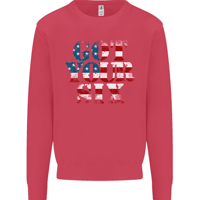USA I've Got Your Six American Flag Army Kids Sweatshirt Jumper Heliconia