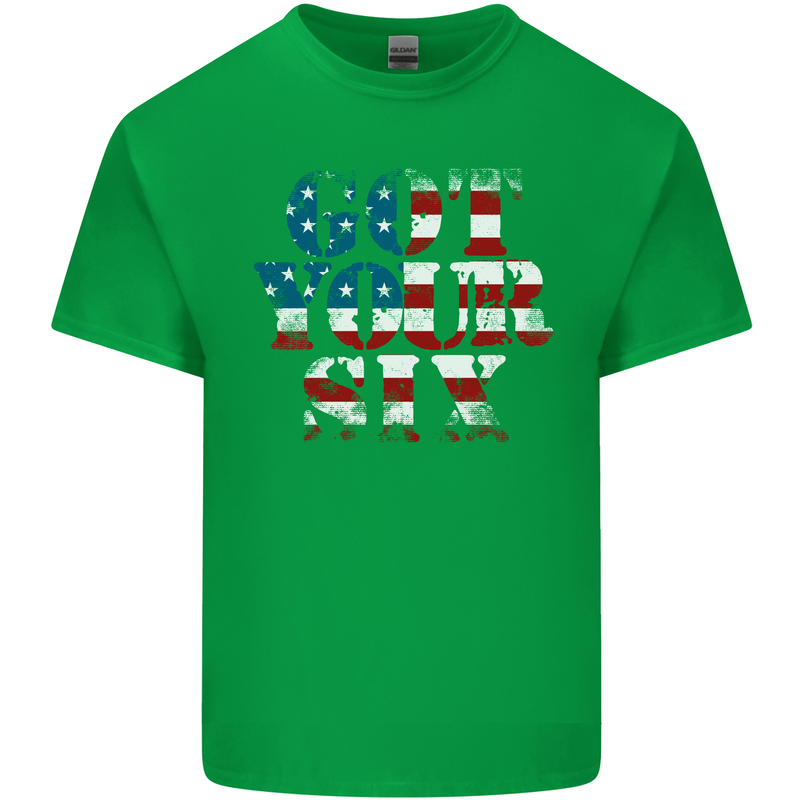 USA I've Got Your Six American Flag Army Mens Cotton T-Shirt Tee Top Irish Green