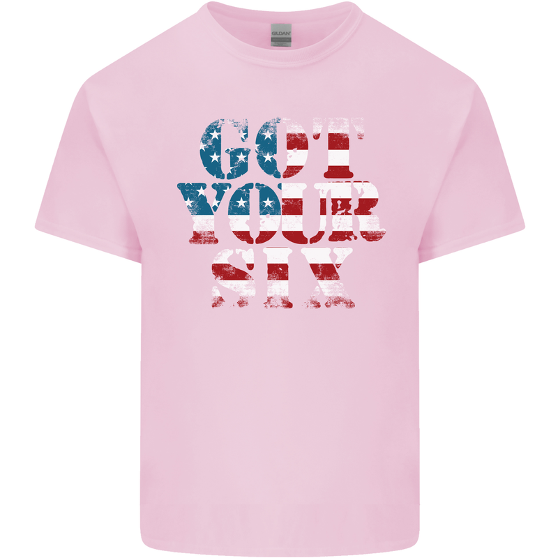USA I've Got Your Six American Flag Army Mens Cotton T-Shirt Tee Top Light Pink