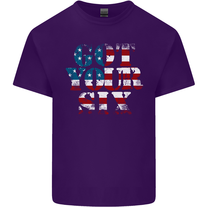 USA I've Got Your Six American Flag Army Mens Cotton T-Shirt Tee Top Purple