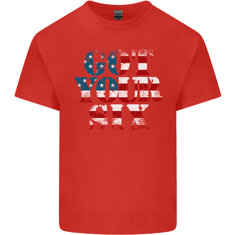 USA I've Got Your Six American Flag Army Mens Cotton T-Shirt Tee Top Red