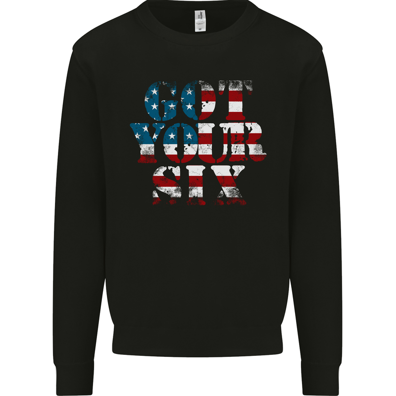 USA I've Got Your Six American Flag Army Mens Sweatshirt Jumper Black