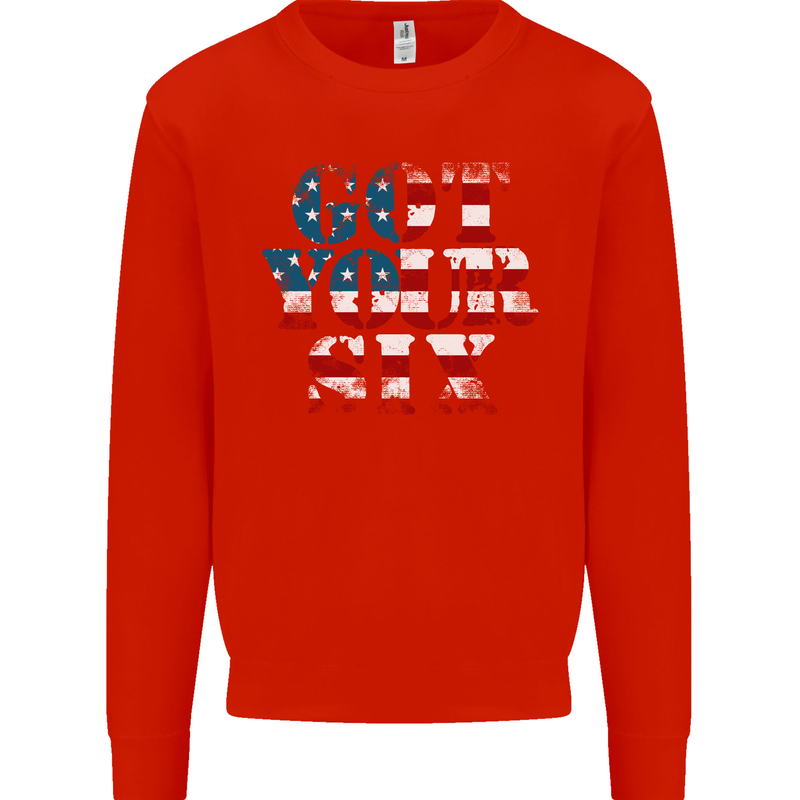 USA I've Got Your Six American Flag Army Mens Sweatshirt Jumper Bright Red