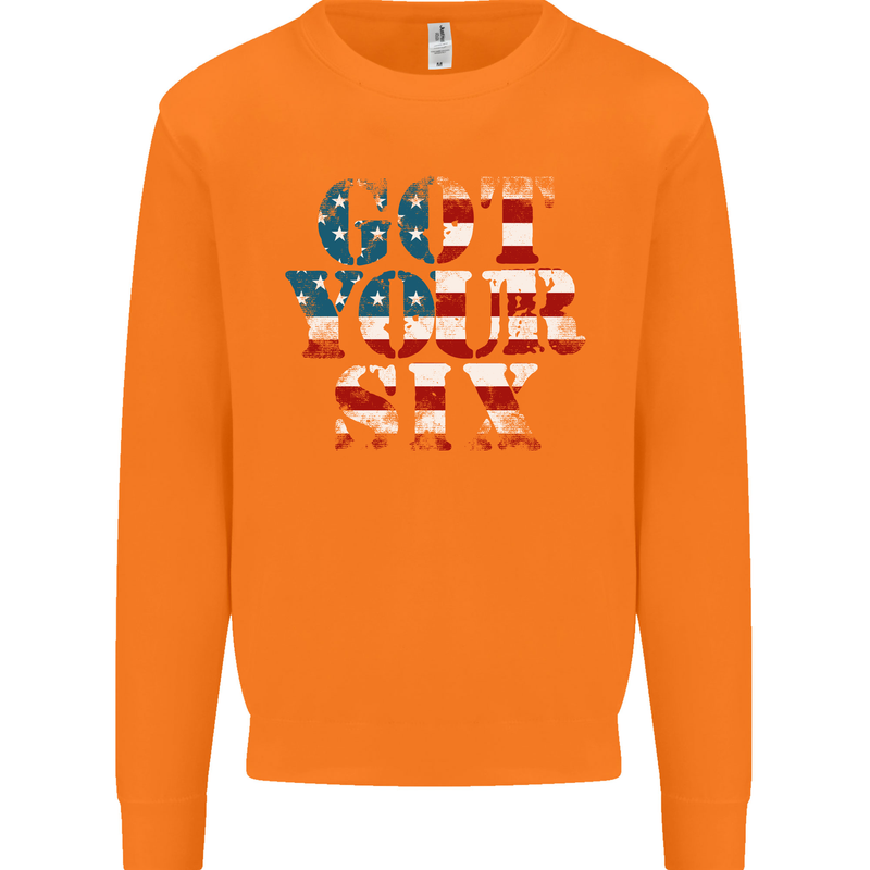 USA I've Got Your Six American Flag Army Mens Sweatshirt Jumper Orange