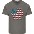 USA I've Got Your Six American Flag Army Mens V-Neck Cotton T-Shirt Charcoal