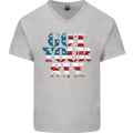 USA I've Got Your Six American Flag Army Mens V-Neck Cotton T-Shirt Sports Grey