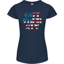USA I've Got Your Six American Flag Army Womens Petite Cut T-Shirt Navy Blue