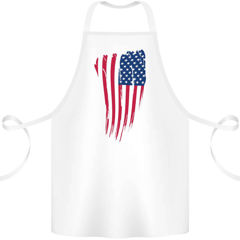 USA Stars & Stripes Flag July 4th America Cotton Apron 100% Organic White