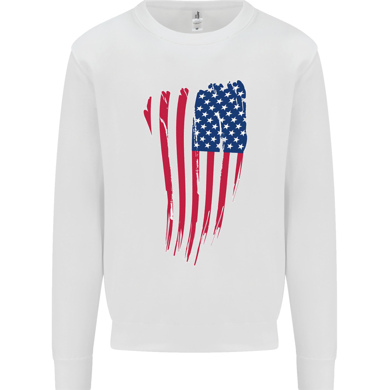 USA Stars & Stripes Flag July 4th America Kids Sweatshirt Jumper White