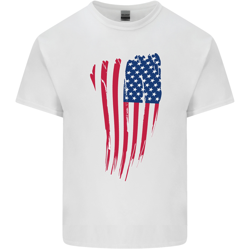 USA Stars & Stripes Flag July 4th America Mens Cotton T-Shirt Tee Top White