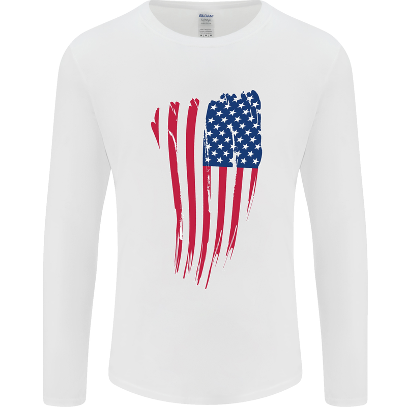USA Stars & Stripes Flag July 4th America Mens Long Sleeve T-Shirt White