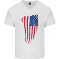 USA Stars & Stripes Flag July 4th America Mens V-Neck Cotton T-Shirt White