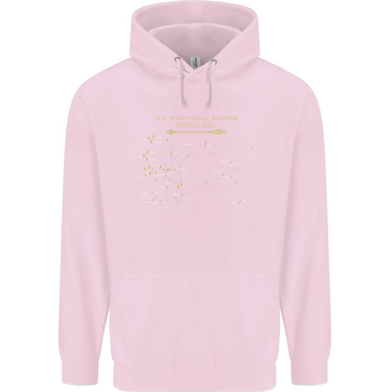 US National Parks Hiking Trekking Walking Childrens Kids Hoodie Light Pink