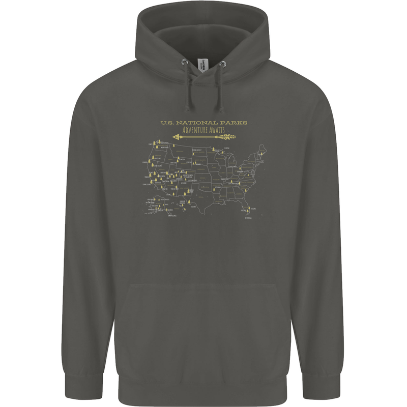 US National Parks Hiking Trekking Walking Childrens Kids Hoodie Storm Grey