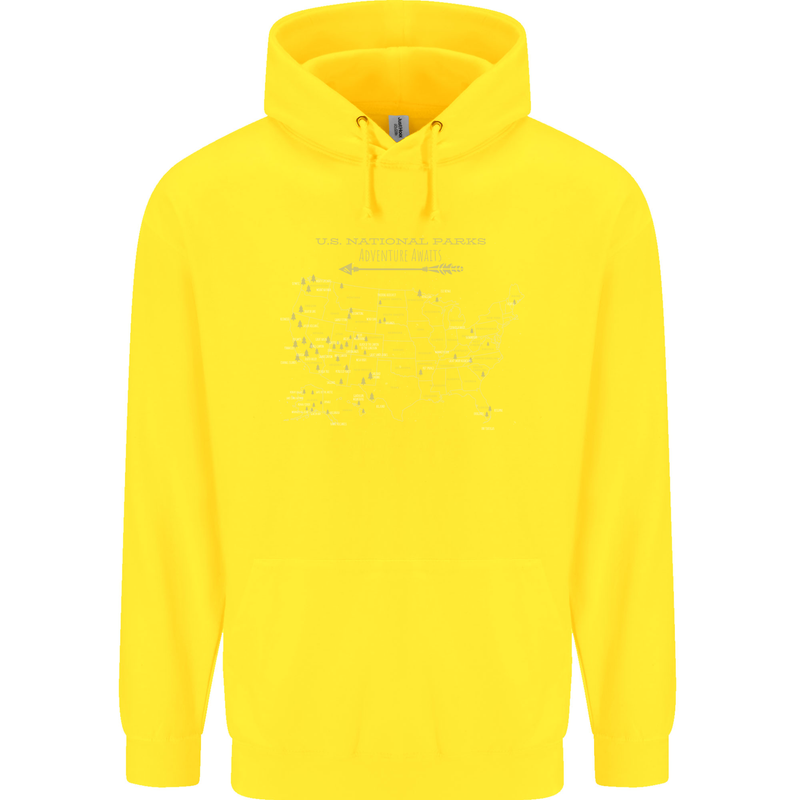 US National Parks Hiking Trekking Walking Childrens Kids Hoodie Yellow