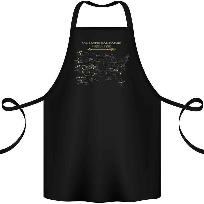 US National Parks Hiking Trekking Walking Cotton Apron 100% Organic Black