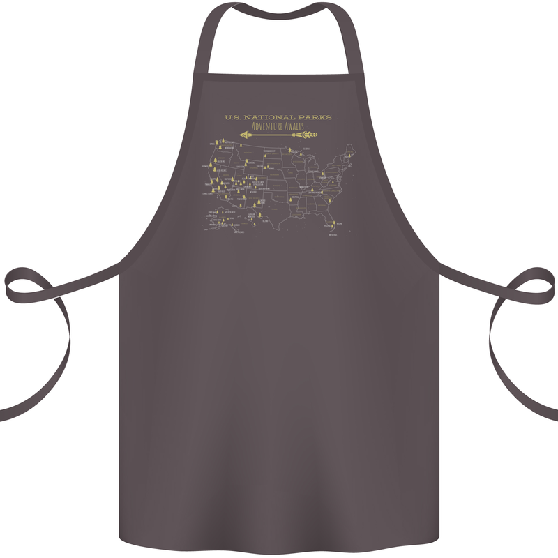 US National Parks Hiking Trekking Walking Cotton Apron 100% Organic Dark Grey
