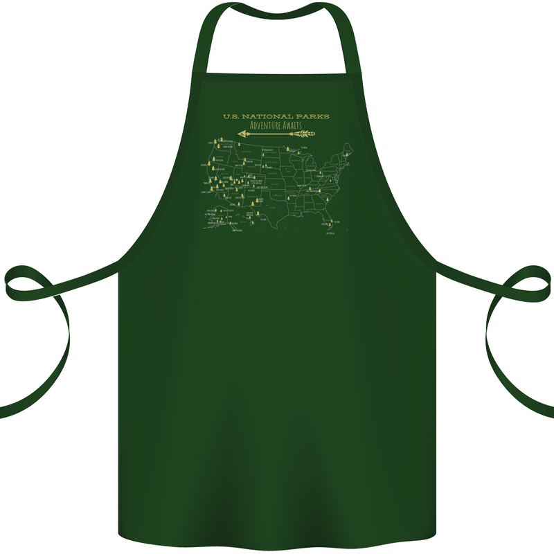 US National Parks Hiking Trekking Walking Cotton Apron 100% Organic Forest Green