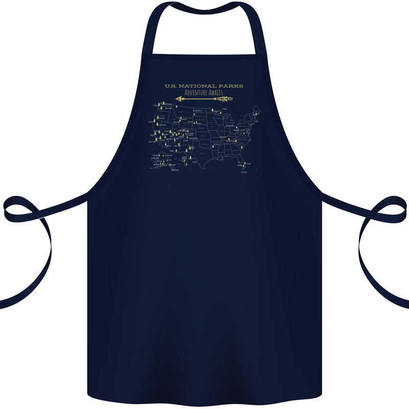US National Parks Hiking Trekking Walking Cotton Apron 100% Organic Navy Blue