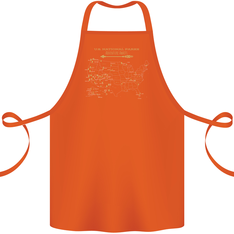 US National Parks Hiking Trekking Walking Cotton Apron 100% Organic Orange