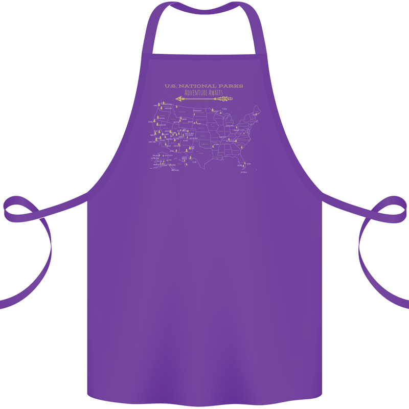 US National Parks Hiking Trekking Walking Cotton Apron 100% Organic Purple