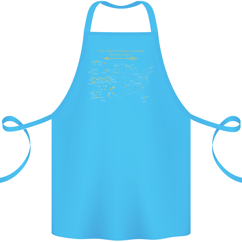 US National Parks Hiking Trekking Walking Cotton Apron 100% Organic Turquoise