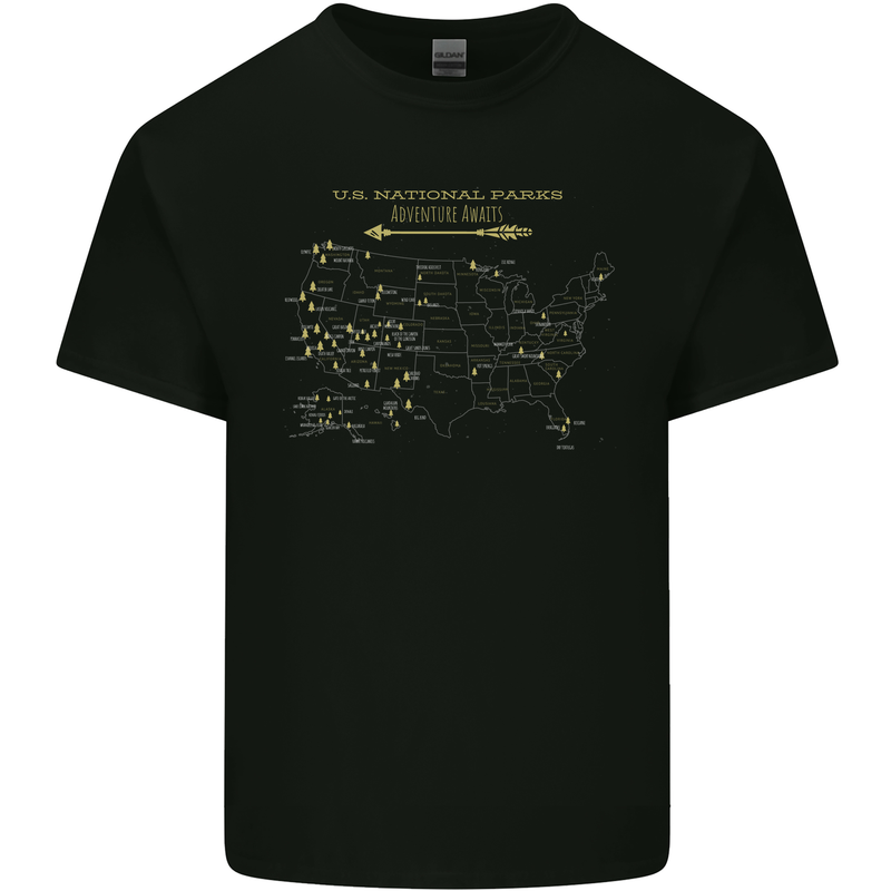 US National Parks Hiking Trekking Walking Kids T-Shirt Childrens Black