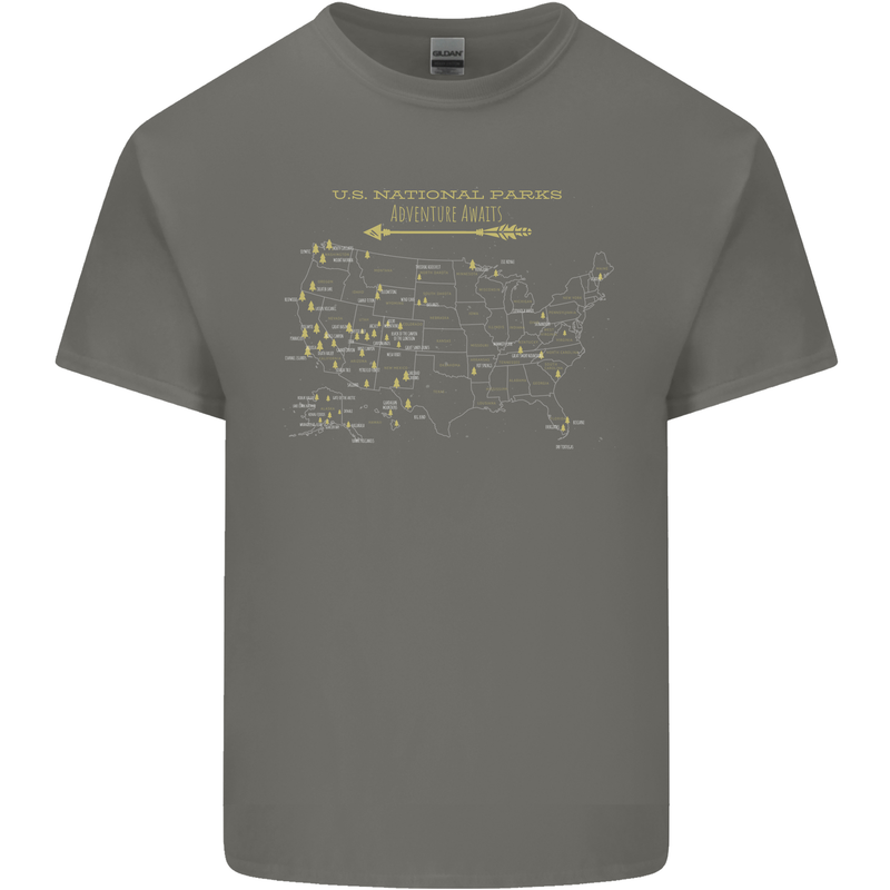 US National Parks Hiking Trekking Walking Kids T-Shirt Childrens Charcoal
