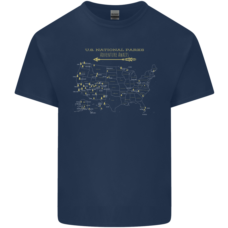 US National Parks Hiking Trekking Walking Kids T-Shirt Childrens Navy Blue