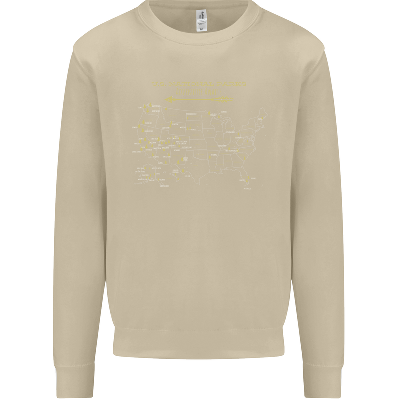 US National Parks Hiking Trekking Walking Mens Sweatshirt Jumper Sand