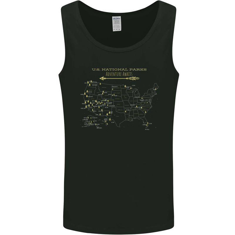 US National Parks Hiking Trekking Walking Mens Vest Tank Top Black