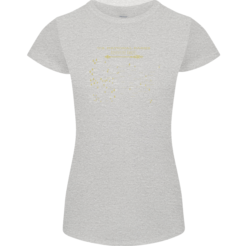 US National Parks Hiking Trekking Walking Womens Petite Cut T-Shirt Sports Grey