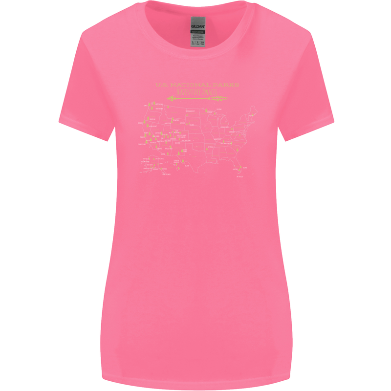 US National Parks Hiking Trekking Walking Womens Wider Cut T-Shirt Azalea
