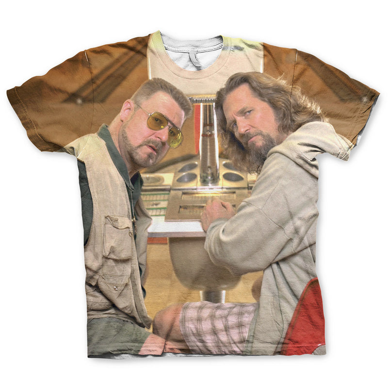 The big lebowski allover print mens t-shirt multicoloured comedy film tee front