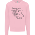U Dropped Your Brain Sarcastic Dumb Stupid Kids Sweatshirt Jumper Light Pink