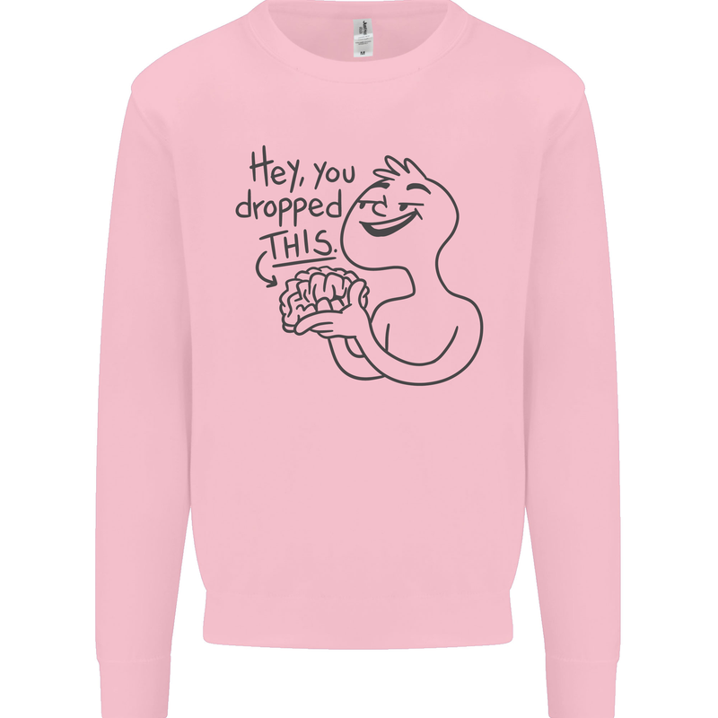 U Dropped Your Brain Sarcastic Dumb Stupid Kids Sweatshirt Jumper Light Pink
