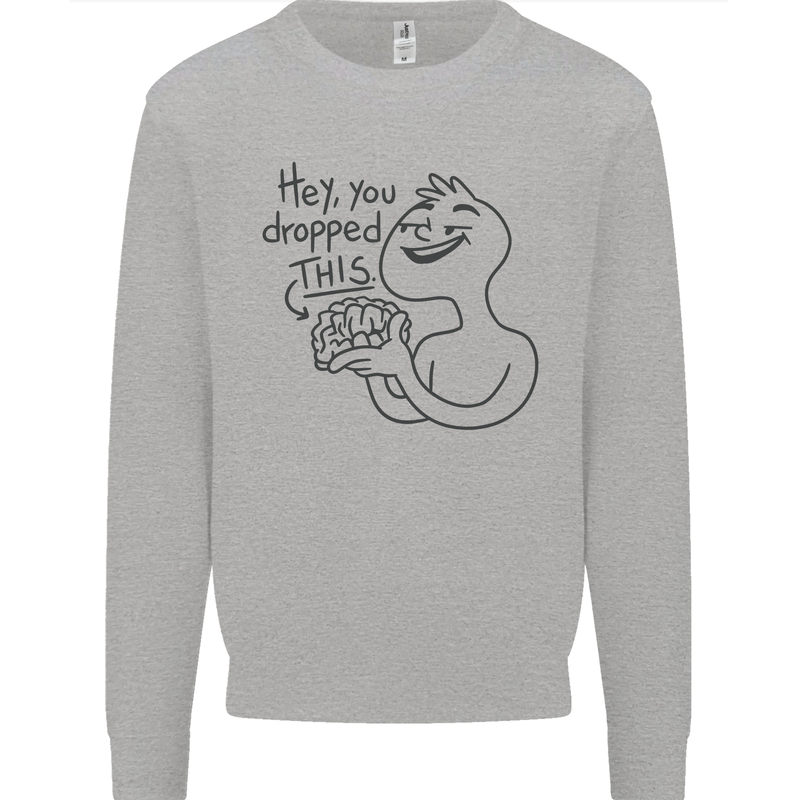 U Dropped Your Brain Sarcastic Dumb Stupid Kids Sweatshirt Jumper Sports Grey
